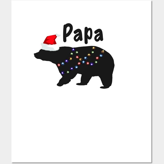 Papa Bear Shirt Christmas Pajamas Matching Santa Hat Lights Wall Art by adrinalanmaji